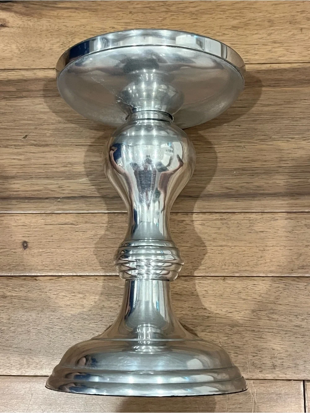Pottery Barn Silver Turned Pedestal Candle Holder